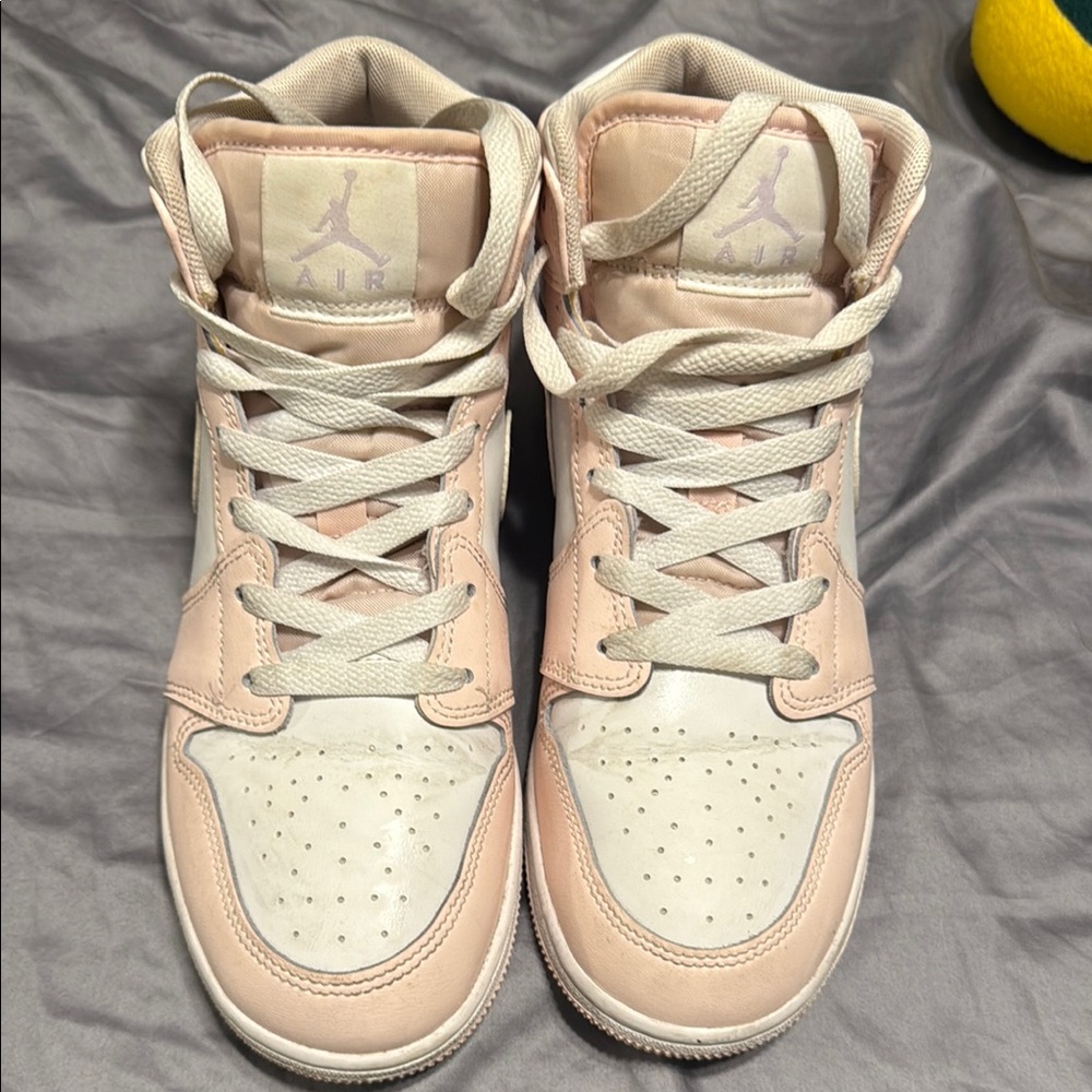 Jordan Pink and White High-Top Sneakers